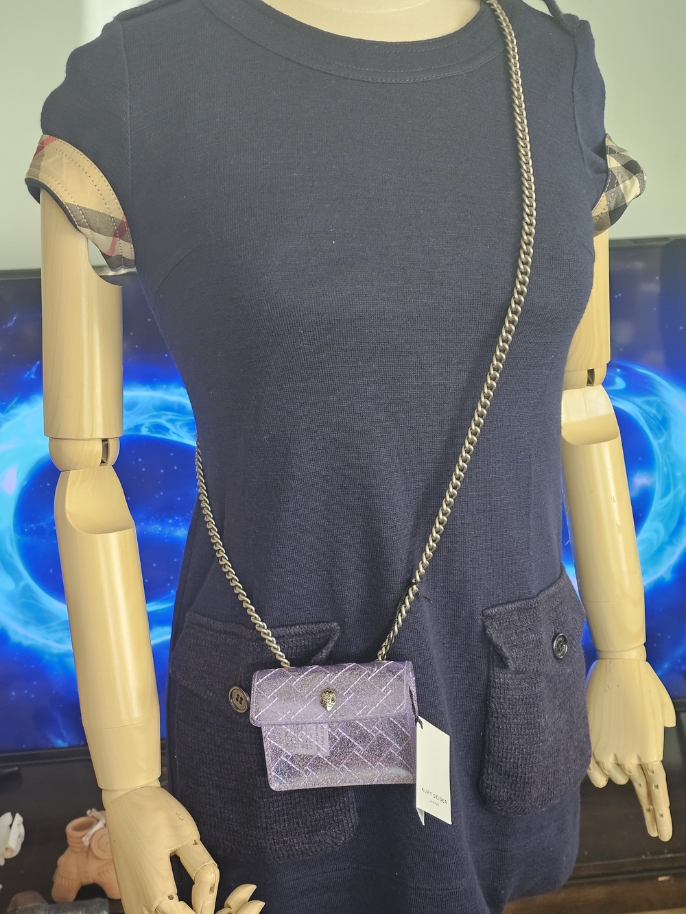 ❗️KURT GEIGER LONDON Lilac Glitter MICRO  Crossbody Bag - Picture 2 of 15